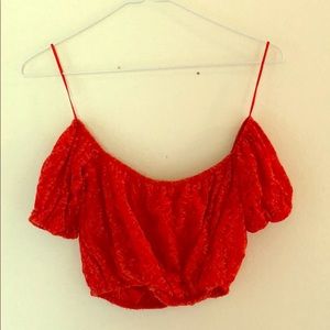 Lace off the shoulder crop top